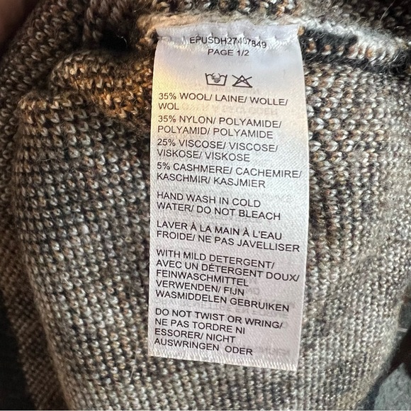 ⚪️ 🐑 SAKS FIFTH AVENUE/ CASHMERE WOOL BLEND CHEETAH PRINT MOCK NECK SWEATER - Picture 7 of 8